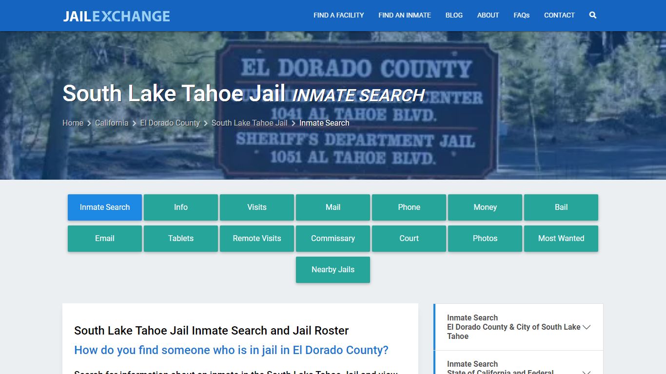 Inmate Search: Roster & Mugshots - South Lake Tahoe Jail, CA